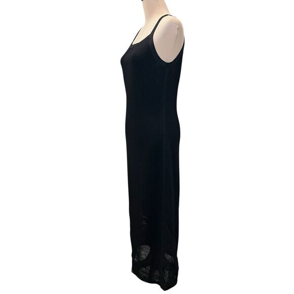 Theory Textured Knit Pointelle Midi Dress Sleeveless Straight Fit Black M NWT - Picture 6 of 14